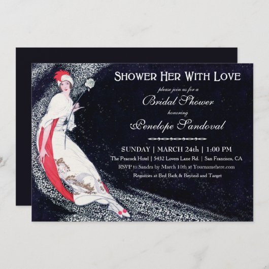 Invitations de douches nuptiales Vintages (Devant / Derrière)