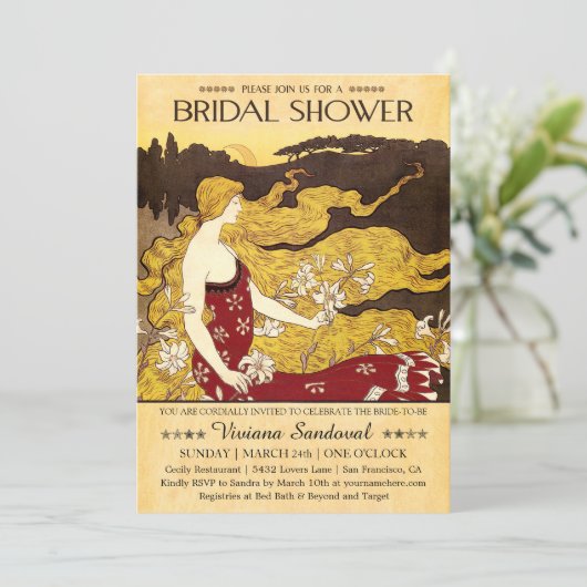 Invitations de douches nuptiales Vintages (Debout devant)