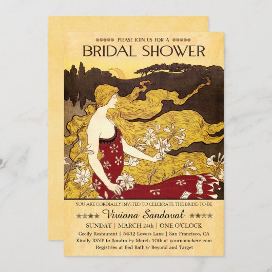 Invitations de douches nuptiales Vintages (Devant / Derrière)