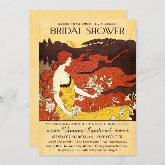 Invitations de douches nuptiales Vintages (Devant / Derrière)