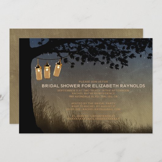 Invitations de douches nuptiales Vintages (Devant / Derrière)