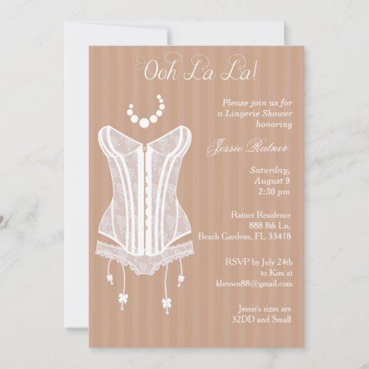 Invitations de douches nuptiales Vintages Lingerie (Devant)