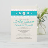 Invitations de douches nuptiales Vintages Pearl (Debout devant)