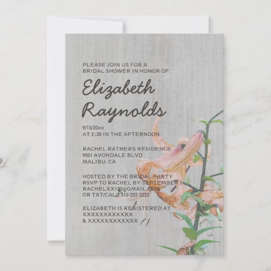 Invitations de douches nuptiales Vintages Tiger Li (Devant)