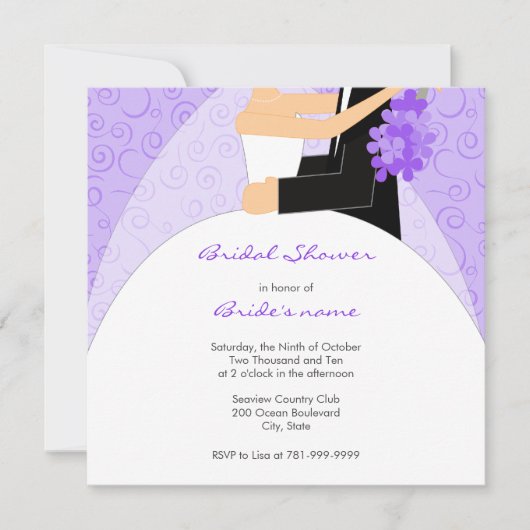 Invitations de douches nuptiales violettes (Devant)