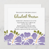 Invitations de douches nuptiales violettes Hibiscu (Devant / Derrière)