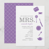 Invitations de douches nuptiales violettes monogra (Devant / Derrière)