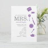 Invitations de douches nuptiales violettes monogra (Debout devant)