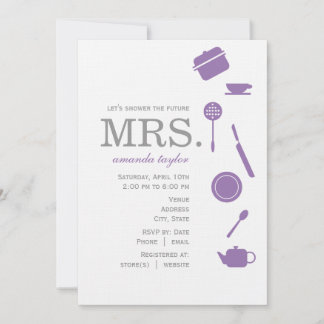 Invitations de douches nuptiales violettes monogra