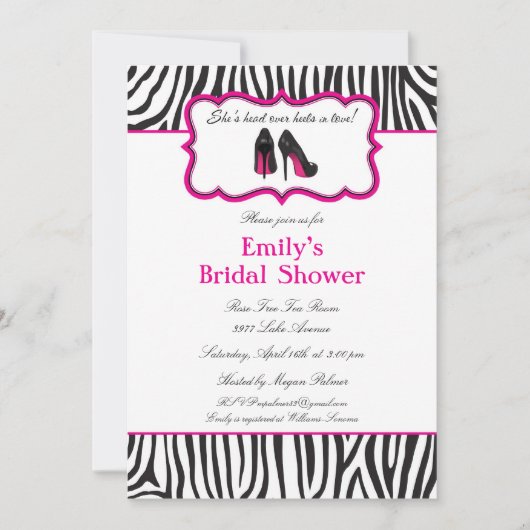 Invitations de douches nuptiales Zebra (Devant)