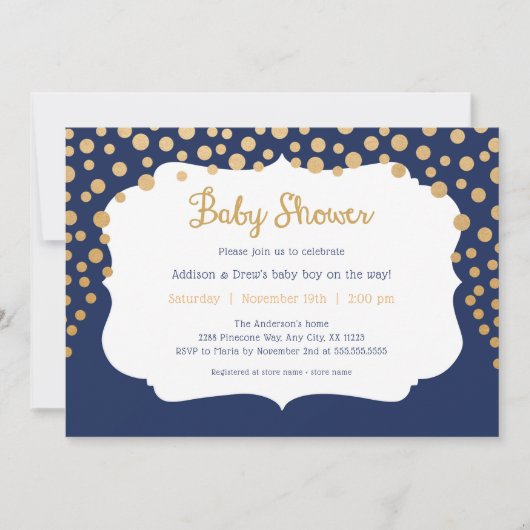 Invitations de douches pour bébé à un point de pol (Devant)