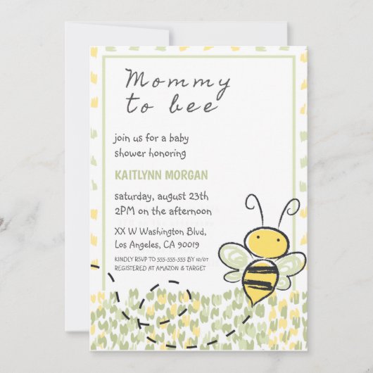 Invitations de douches pour bébé d'abeilles Rustiq (Devant)