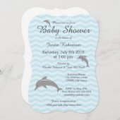 Invitations de douches pour bébé dauphin bleu et g (Devant / Derrière)