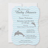 Invitations de douches pour bébé dauphin bleu et g