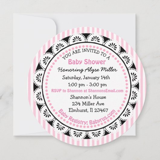 Invitations de douches pour bébé de la fille de La (Dos)