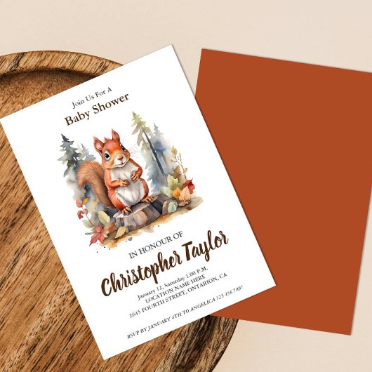 Invitations de douches pour bébé écureuil
