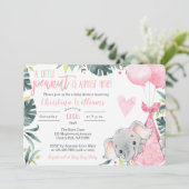 Invitations de douches pour bébé Elephant Girl (Debout devant)