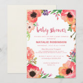 Invitations de douches pour bébé en fleurs TROPICA (Devant / Derrière)