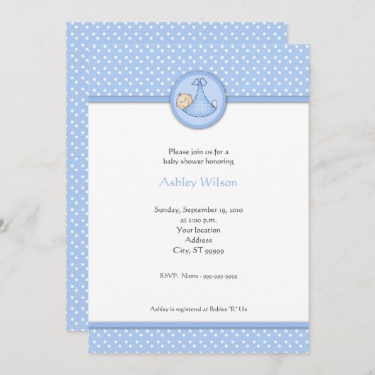 Invitations de douches pour bébés (Devant / Derrière)