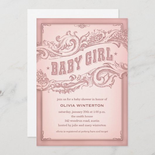 Invitations de douches pour bébés (Devant / Derrière)