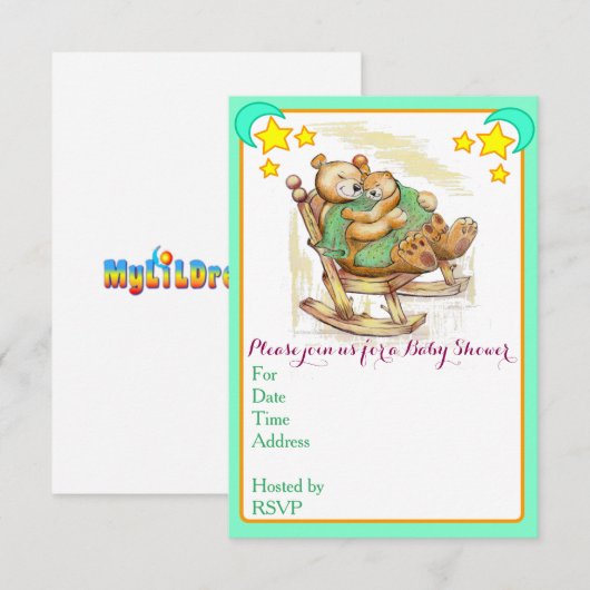 Invitations de douches pour bébés (Devant / Derrière)