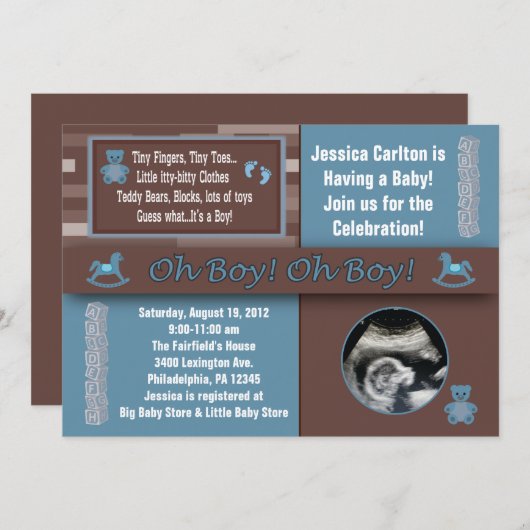 Invitations de douches pour bébés (Devant / Derrière)