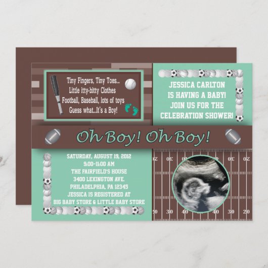 Invitations de douches pour bébés (Devant / Derrière)