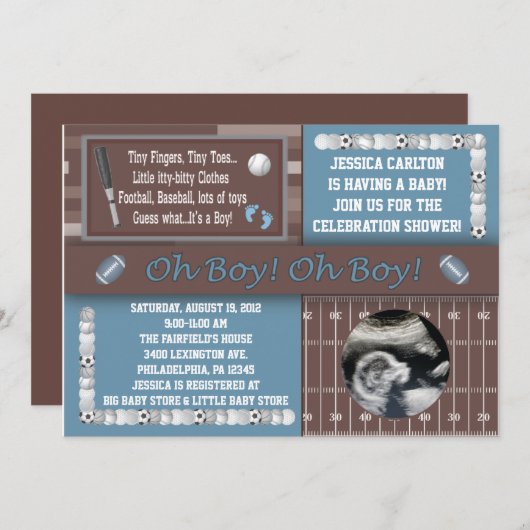 Invitations de douches pour bébés (Devant / Derrière)