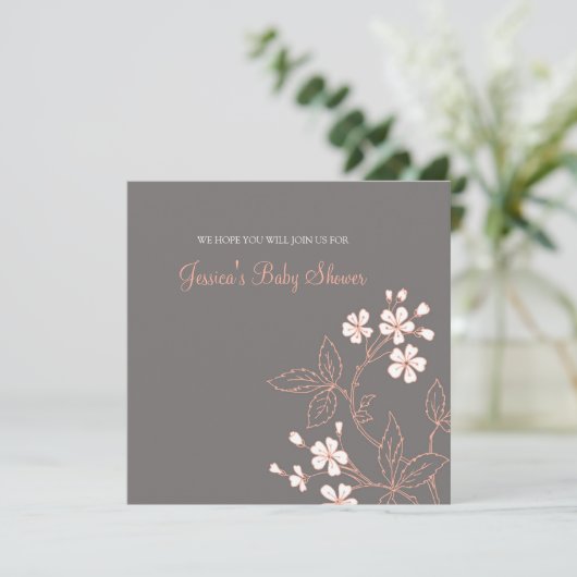 Invitations de douches pour bébés à base de corail (Debout devant)