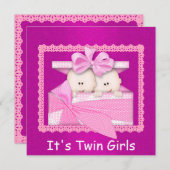 Invitations de douches pour bébés à deux filles (Devant / Derrière)