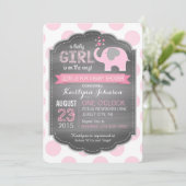 Invitations de douches pour bébés à éléphant rose (Debout devant)