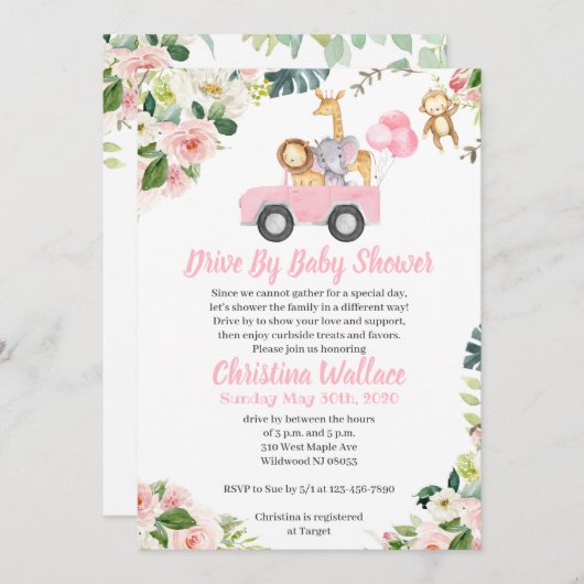 Invitations de douches pour bébés à la conduite d' (Devant / Derrière)