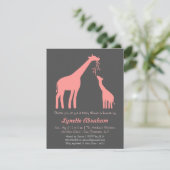 Invitations de douches pour bébés à la Girafe rose (Debout devant)