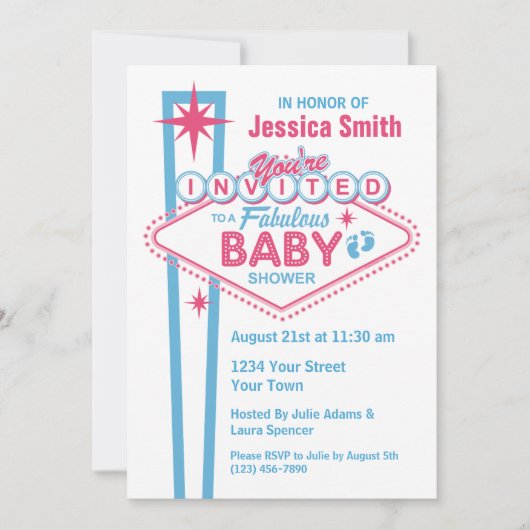 Invitations de douches pour bébés à Las Vegas (Devant)