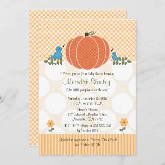 Invitations de douches pour bébés à l'automne (Devant / Derrière)