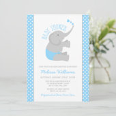 Invitations de douches pour bébés à l'éléphant gri (Debout devant)