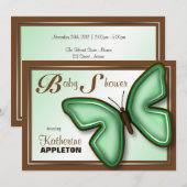 Invitations de douches pour bébés à papillon Brown (Devant / Derrière)