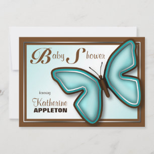 Invitations de douches pour bébés à papillon turqu