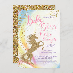 Invitations de douches pour bébés à Unicorn