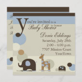 Invitations de douches pour bébés animaux farcis (Devant / Derrière)