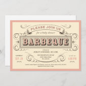 Invitations de douches pour bébés au barbecue Vint (Devant / Derrière)