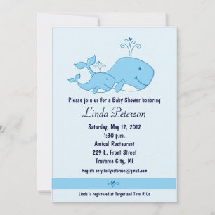 Invitations de douches pour bébés aux baleines ble