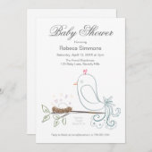 Invitations de douches pour bébés aux oiseaux et a (Devant / Derrière)
