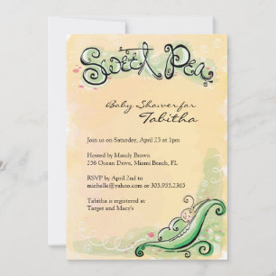 Invitations de douches pour bébés avec du pois dou