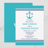 Invitations de douches pour bébés bleu clair (Devant / Derrière)