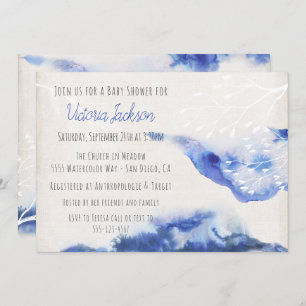 Invitations de douches pour bébés Blue Ombre Water