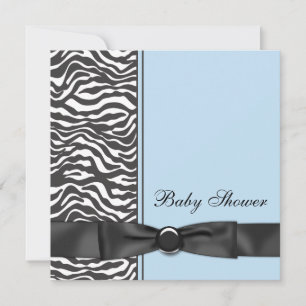Invitations de douches pour bébés Blue Zebra