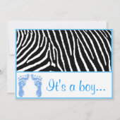 Invitations de douches pour bébés Blue Zebra (Dos)