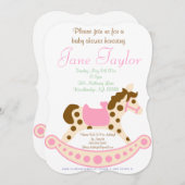 Invitations de douches pour bébés Cheval roses (Devant / Derrière)