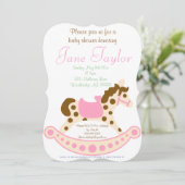 Invitations de douches pour bébés Cheval roses (Debout devant)